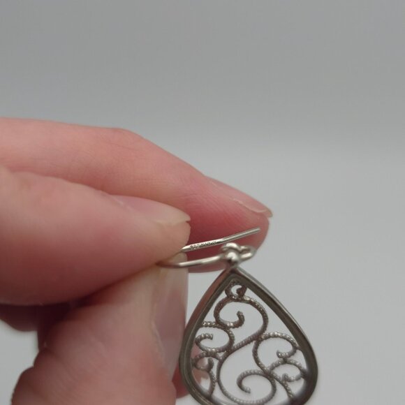 Sterling Silver Fancy Filigree Cute Dangle Earrings A424 - Picture 4 of 6